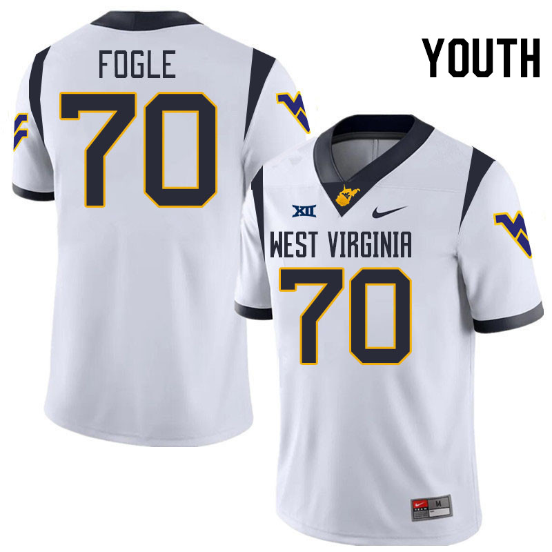 Youth #70 Griffin Fogle West Virginia Mountaineers College 2024 New Uniforms Football Jerseys Stitch